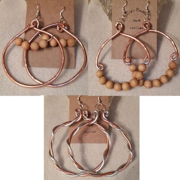 $ 6 Handmade wire hoops earrings festival statement boho rustic  pick choose - Picture 1 of 6